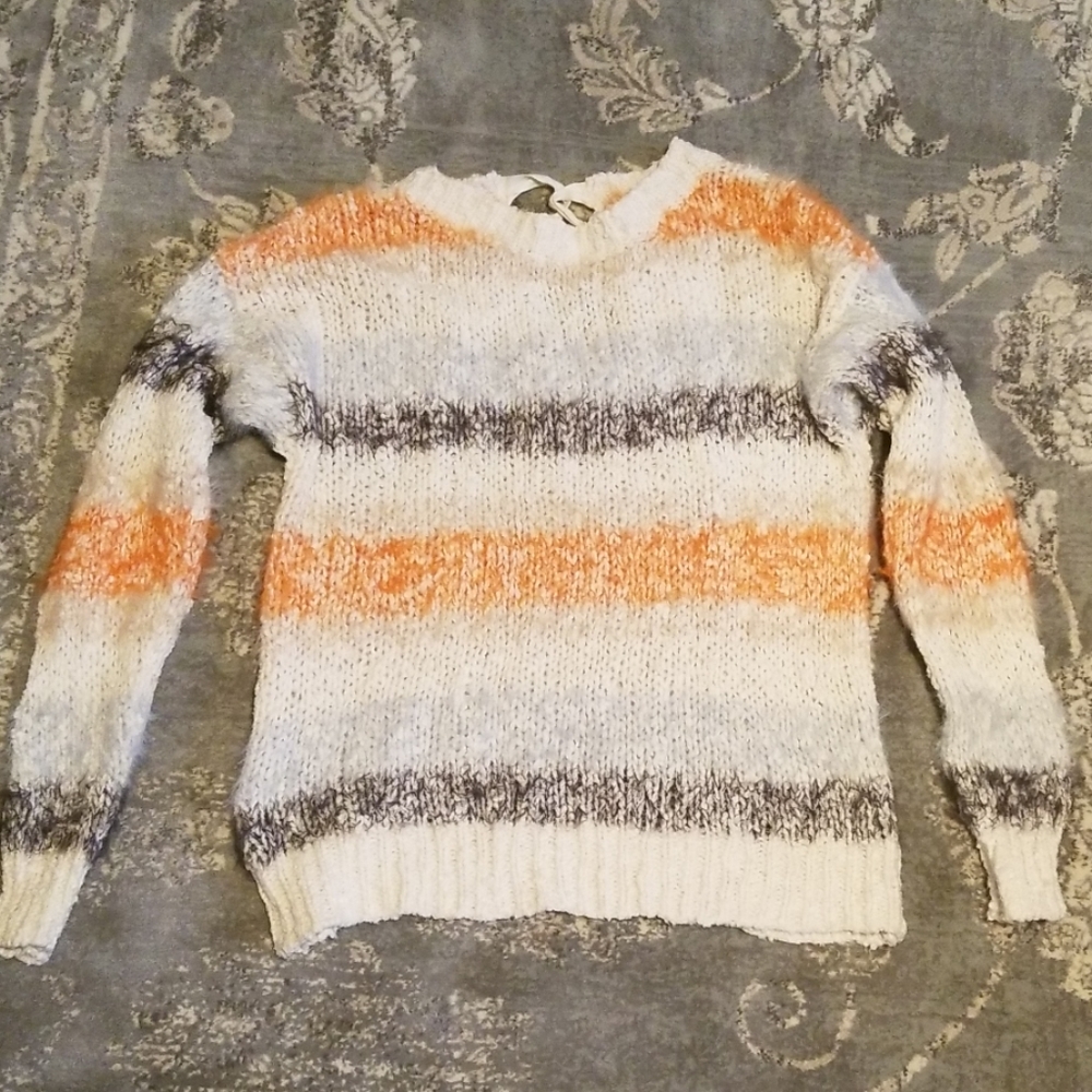 Anthropologie striped tie  back sweater XSmall